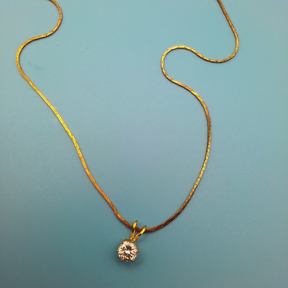 Elegant Goldtone And Faux Diamond Stud Necklace